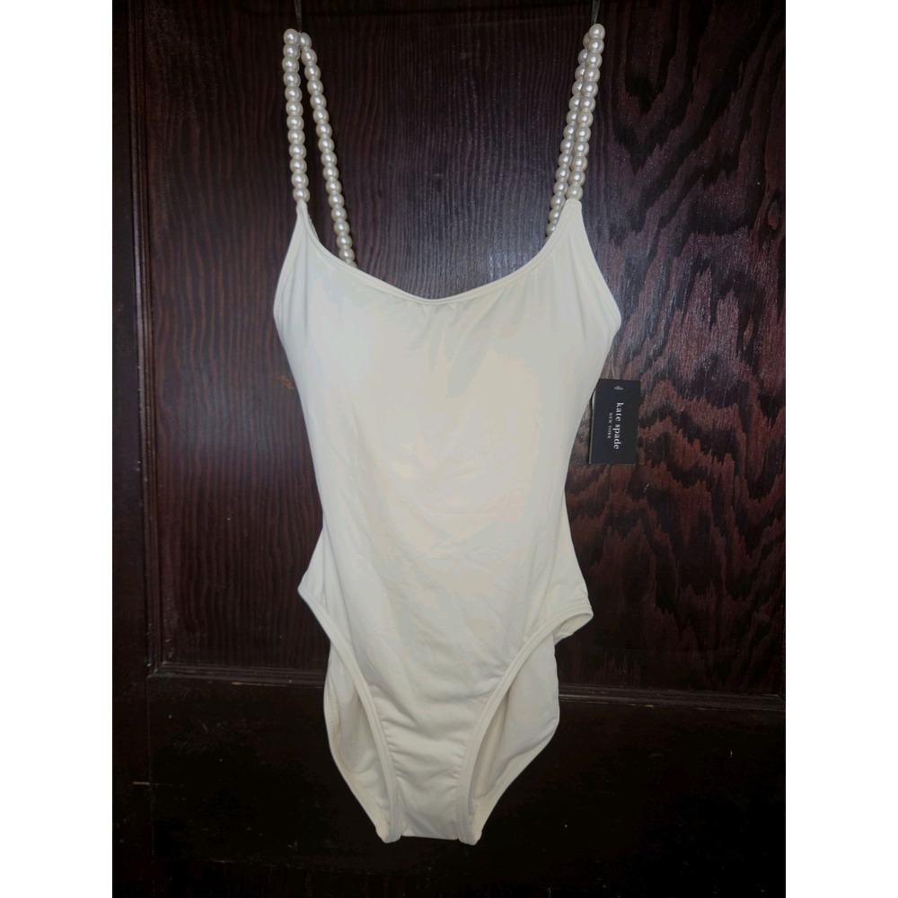 Kate Spade White Pearl-Strap Swimsuit One Piece Small Bride Bachelorette NWT